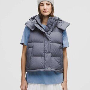 NWOT Lululemon Wunder Puff 600-Down-Fill Cropped Vest in Rhino Grey, Sz 2, $248